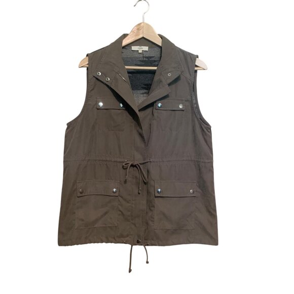 Entro Women's Vest Utility Aztec Brown Drawstring Cargo Pockets Cabincore Boho - Picture 2 of 16
